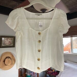 American Eagle Outfitters White Button-Up Blouse